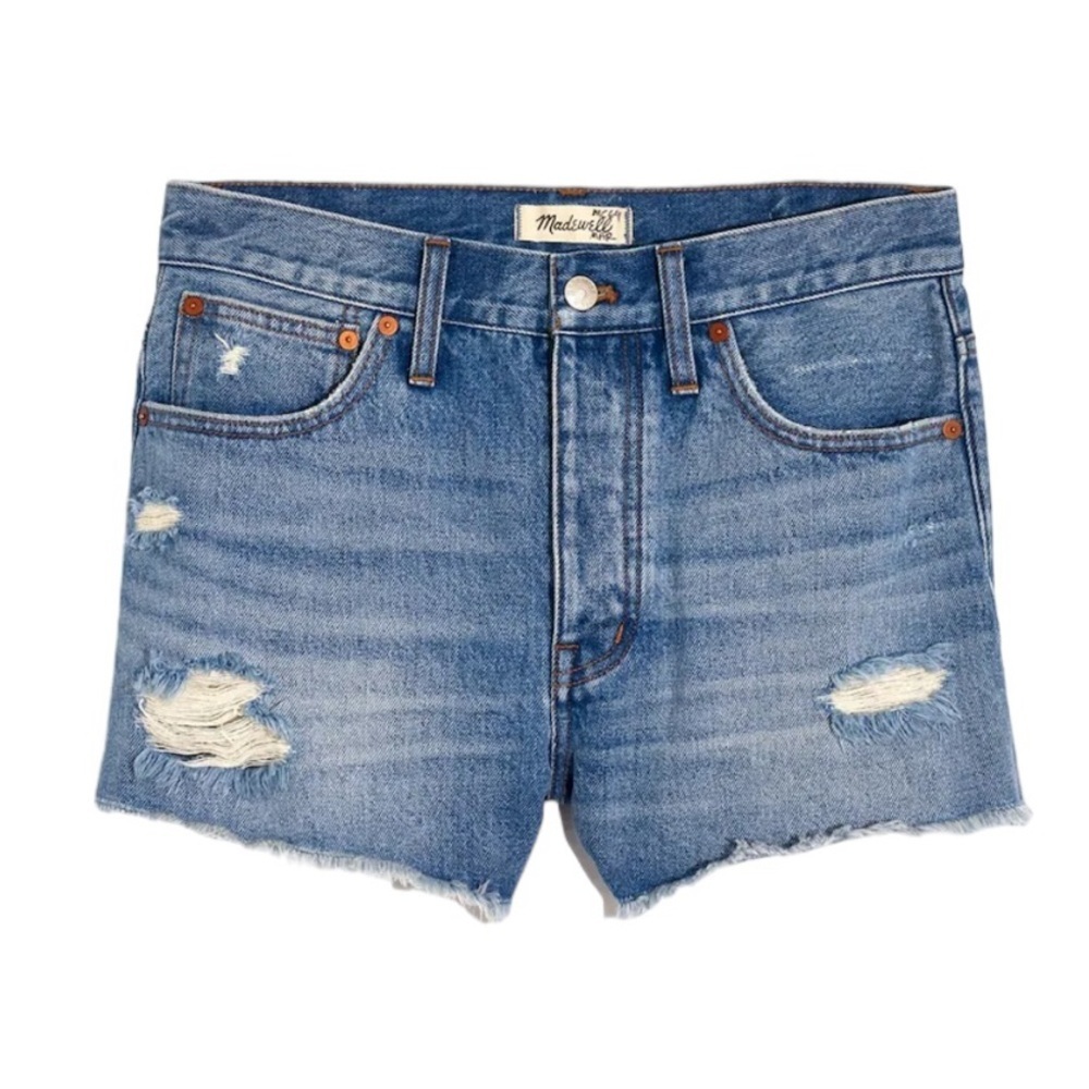 Madewell relaxed denim shorts. Intentional distressing.  Size 25.